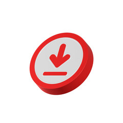 Poster - 3d download icon isolated. Trendy and modern icon red color