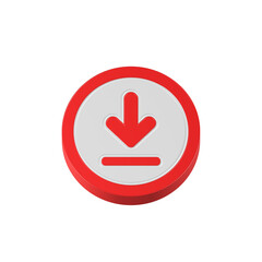 Poster - 3d download icon isolated. Trendy and modern icon red color