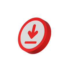 Poster - 3d download icon isolated. Trendy and modern icon red color