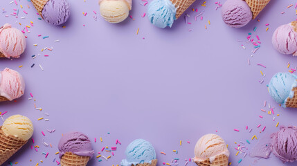 Wall Mural - Icecream scoops and cones 