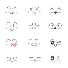 Wall Mural - vector set of beautiful cartoon eyes	