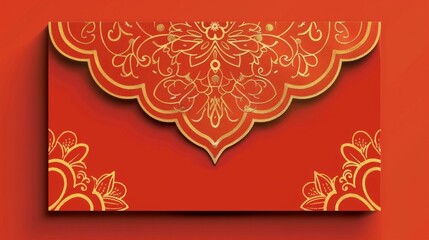 Poster - A red envelope with gold trim and a gold border