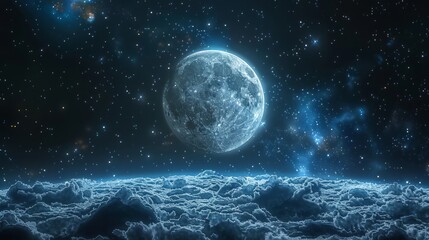 Wall Mural - a large moon is in the sky above a planet