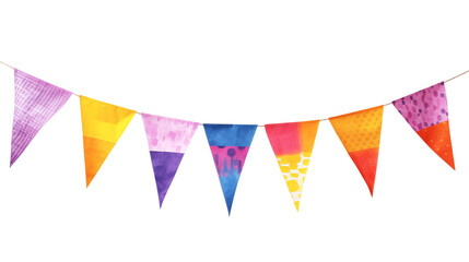 Wall Mural - Multicolored bunting isolated on transparent white background, clipping path