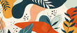 © boxstock production - Abstract organic shapes and patterns in an illustration style with a flat vector design aesthetic, featuring autumn colors on a white background