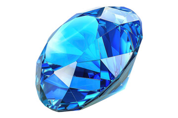 Wall Mural - Blue gem isolated on white background