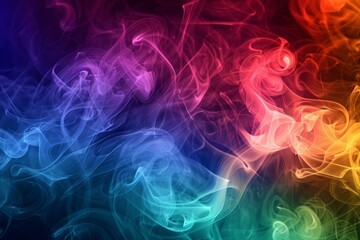 Poster - Vivid abstract background with swirling smoke patterns in a rainbow spectrum