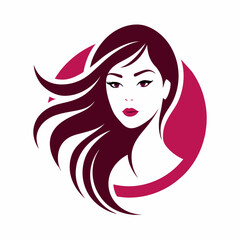 Poster - Cosmetics shop logo vector art illustration with woman face