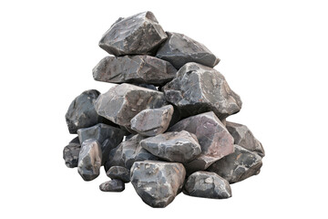 Pile of rock stone isolated on white background