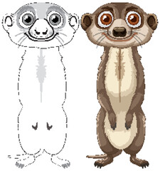 Poster - Color and outline versions of a meerkat