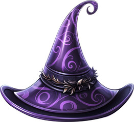 purple violet witch hat isolated on white or transparent background,transparency 