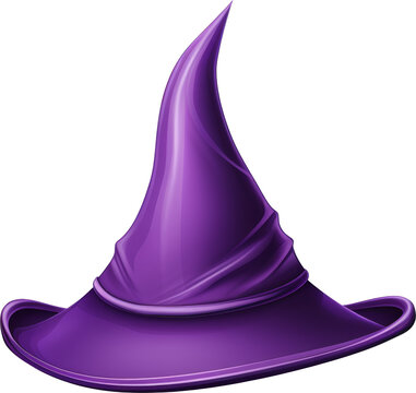 purple violet fantasy witch hat isolated on white or transparent background,transparency 