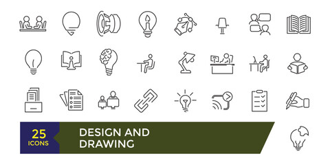Aufkleber - Design and drawing icons set. Line icons of design and arts. Editable stroke illustration. Vector ui and web icon.