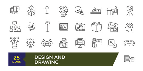 Aufkleber - Design and drawing icons set. Line icons of design and arts. Editable stroke illustration. Vector ui and web icon.