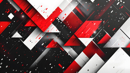Poster - red white black abstract geometric background