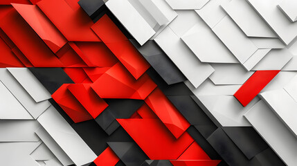Poster - red white black abstract geometric background