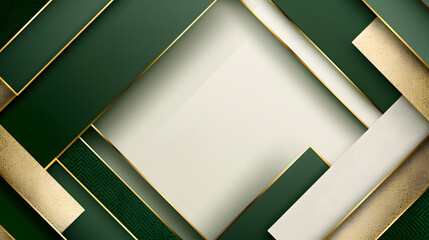 Poster - green white gold abstract geometric background