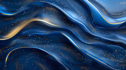 Poster - blue with gold lines abstract background