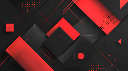 Poster - an abstract geometric vector background characterized by a black and red color palette, with careful consideration for copy space