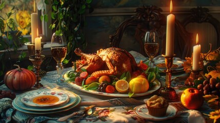 Wall Mural - The meal has been placed on the table