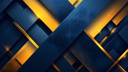 Wall Mural - Navy Diagonal Overlapped Layers on a Glowing Gold Background