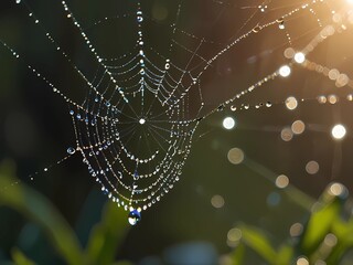 spider web with dew drops