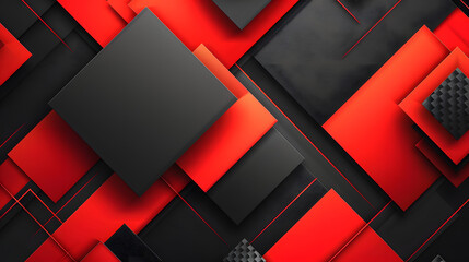 Poster - Modern red and black geometric design background