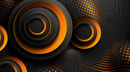 Poster - Luxury abstract gold and black orange circle background