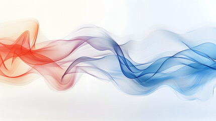 Poster - Dynamic Blue and Gradient Red Curves on White Abstract Background
