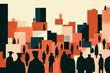 © Marraco - Crowd of people in a cityscape. Vector illustration. Multiculturalism. Work.