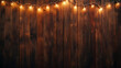 © nopommajun - Rustic charm exudes from the wooden textured background illuminated by a warm string of lights