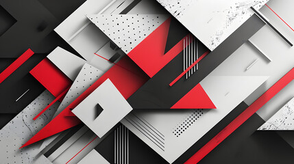 Wall Mural - Design a compelling geometric presentation with red white black abstract