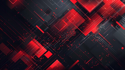 Design a business and technology-themed geometric background with a color palette of red and black