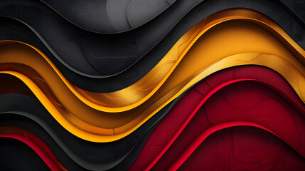 Poster - Dark yellow red and gold luxury lines overlapping