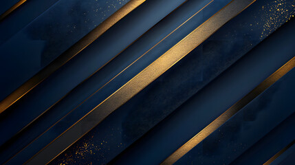 Poster - Dark Blue Background with Golden Lines and Text Space Abstract