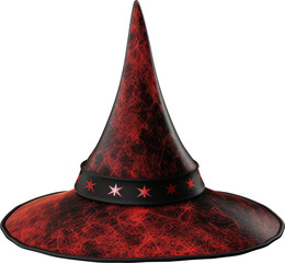 Wall Mural - red fantasy witch hat isolated on white or transparent background,transparency 
