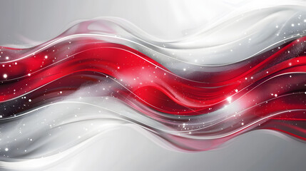 Poster - Create a vector illustration of a business-themed abstract background in red and silver, strategically incorporating copy space
