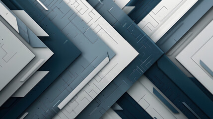 Poster - Craft a modern and futuristic abstract background featuring geometric arrows in shades of gray and blue