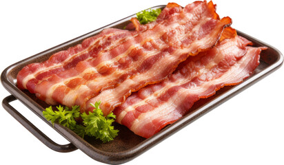 Wall Mural - tray of bacons isolated on white or transparent background,transparency 