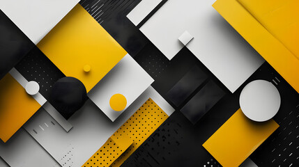 Poster - Black white yellow abstract geometric presentation