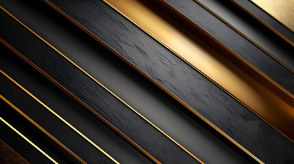 Poster - Abstract template of gold and black stripes with golden