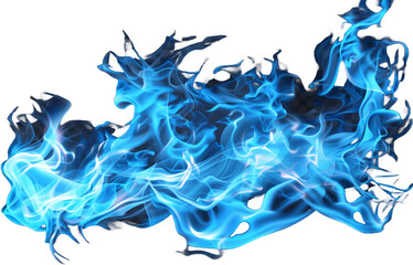 Wall Mural - blue fire isolated on transparent background cutout