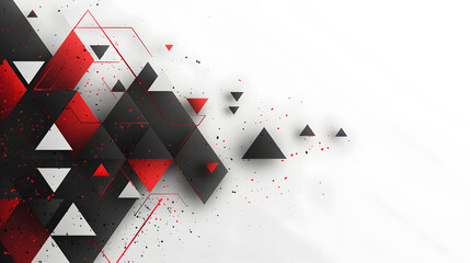 Poster - Abstract Black and Red Geometric Triangles Corporate Concept with Text Space on White Background Abstract