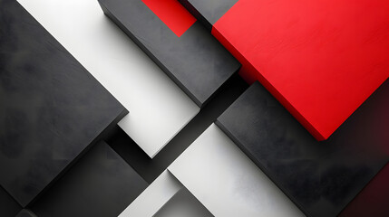Poster - white red black abstract geometric presentation