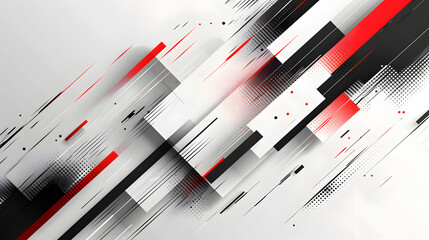 Poster - white red black abstract geometric presentation