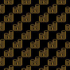 Poster - Bitcoin Coin vector Crypto Coins linear seamless pattern