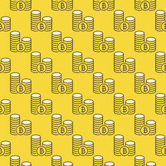 Poster - Bitcoin Coins vector Crypto Coin colored seamless pattern