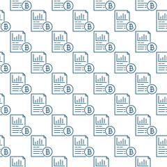 Poster - Document with Bitcoin vector Cryptocurrency seamless pattern in outline style