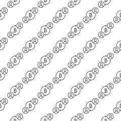 Poster - P2P Bitcoin Trading vector Cryptocurrency Exchange thin line seamless pattern