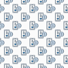 Poster - Smartphone screen with Crypto vector Bitcoin colored seamless pattern